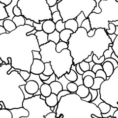 seamless pattern in black and white with grapes and leaves, wrapping paper, wallpaper ornament