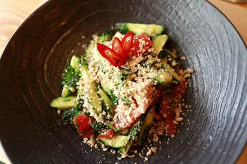 Georgian salad with cucumbers and tomatoes