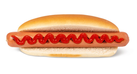 Sticker - Hot dog with ketchup on white