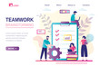 © Marina - Teamwork, brainstorming landing page template. New project, office work. Job planner, various workers