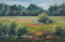 Original Pleinair Oil On Canvas Painting Of Rural Landscape