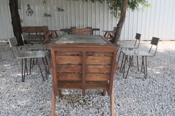 old wooden table and chairs