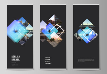 Wall Mural - the vector illustration of the editable layout of roll up banner stands, vertical flyers, flags desi