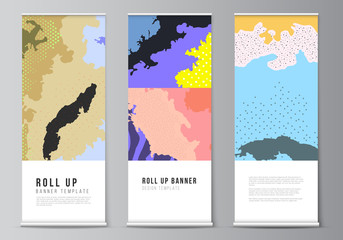 Wall Mural - vector layout of roll up mockup design templates for vertical flyers, flags design templates, banner