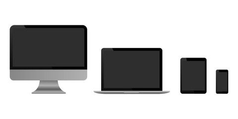Wall Mural - realistic set of monitor, laptop, tablet and smartphone. vector collection of modern digital devices