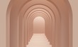 Brown corridor arch with overhead lighting. 3d rendering