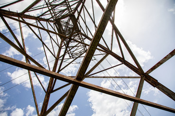 Tower electric on sky background