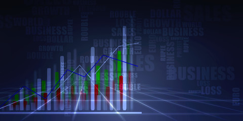 Wall Mural - 2d rendering Stock market online business concept. business Graph 