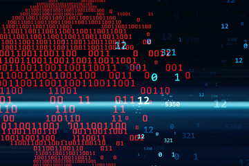 2d rendering Digital skull and crossbones on binary code