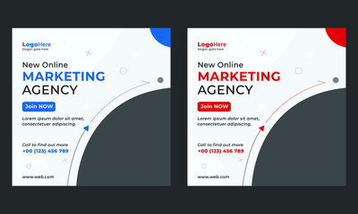 editable social media post template | New online marketion agency  banner design