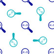 © Kostiantyn - Blue Chemical formula for water drops H2O shaped icon isolated seamless pattern on white background. Vector