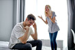 © alfa27 - portrait of young caucasian woman chastising husband for his antics, bad behavior, unhealthy relationships, problems in family