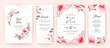 Set of wedding invitation template with brown floral frame & border. Flowers decoration vector for save the date, greeting, details, menu, etc