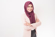 © tonefotografia - Beautiful business woman with hijab portrait on white background