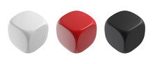 Realistic Black, White And Red Solid Cubes. Vector Dices Illustration.