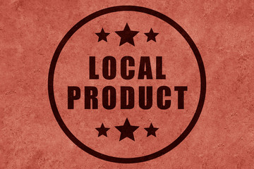 Local artisan product icon design on red background. 100% local product concept.