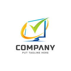 colorful technology computer logo template for company
