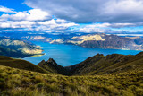 Fototapeta Do pokoju - Breathtaking Lake Hawea view from the top of the Isthmus Peak Track, Otago, South Island, New Zealand