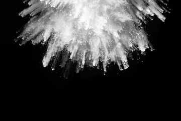 Canvas Print - white powder explosion on black background. colored cloud. colorful dust explode. paint holi.