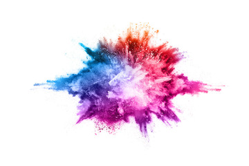 Wall Mural - abstract powder splatted background. colorful powder explosion on white background. colored cloud. c