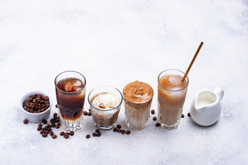 Wall Mural - Different trendy cold coffee drink