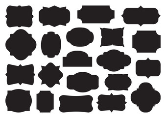 retro labels. collection blank decorative badges. black different shapes vintage frames. vector illu