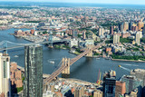 Fototapeta Miasta - Manhattan aerial View with its bridges, Brooklyn Bridge and Manhattan Bridge