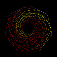 Poster - Swirling symbol. Optical illusion. Twisted heptagon. 3D wireframe abstract tunnel. Vector illustration.