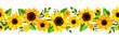 © naddya - Vector horizontal seamless border with yellow sunflowers and green leaves.
