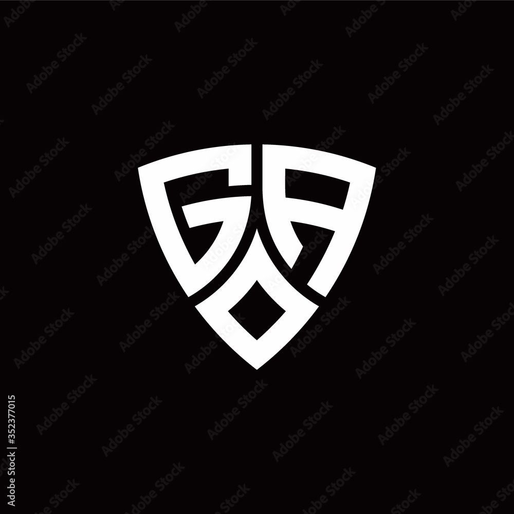GA monogram logo with modern shield style design template Stock Vector ...