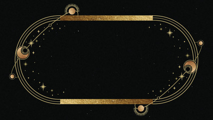 Poster - Mystical golden frame on black background vector