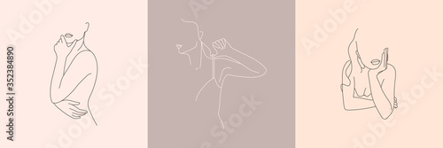 Fotografía Set of Abstract minimalistic female figure in underwear