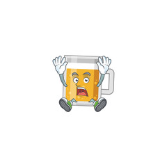 Canvas Print - cartoon character design of glass of beer having shocking gesture