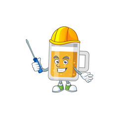 Poster - A cartoon image of glass of beer in a automotive character