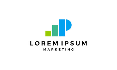Wall Mural - initial letter P with bar chart growth logo design template