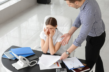 Poster - Angry boss scolding his secretary in office