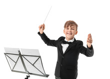 Little Conductor On White Background