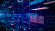 © KanawatTH - Digital cyberspace and data network connections. Transfer digital data high-speed internet. Technology digital data in the future background concept.