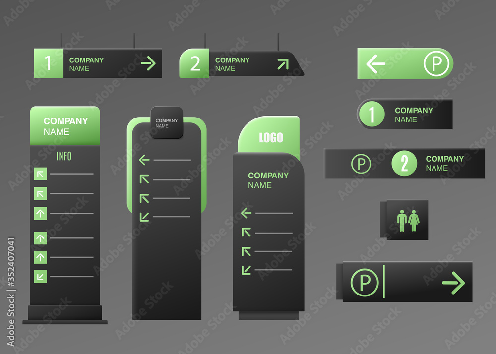 Signage set of sign boards template realistic vector illustration ...