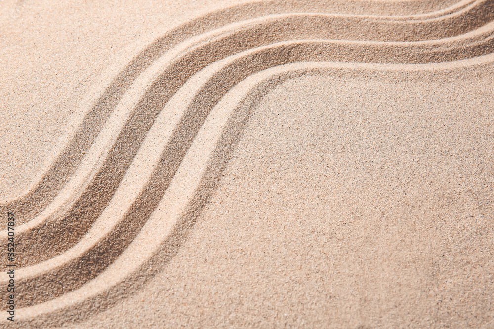 Texture of sand with lines. Zen concept - obrazy, fototapety, plakaty 