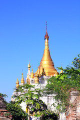 Poster - Stupa with golden spire in Maha Aung Mye Bom San Monastery, Myanmar (Burma)