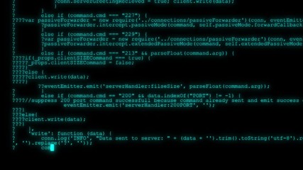Hacker code running down a computer screen terminal