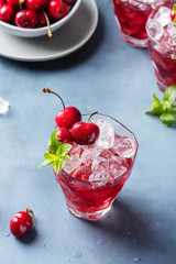 Wall Mural - Summer alcholic coktail with cherry