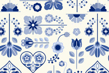 Folk Art Design Element Patterned Background Vector