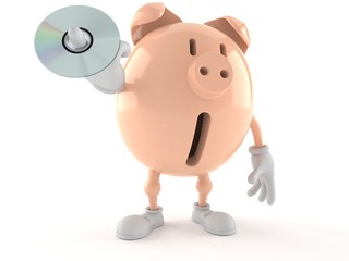 Poster - Piggy bank character holding cd disc