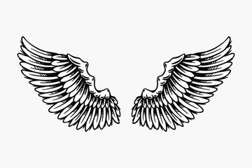 Poster - Wings outline sticker overlay vector