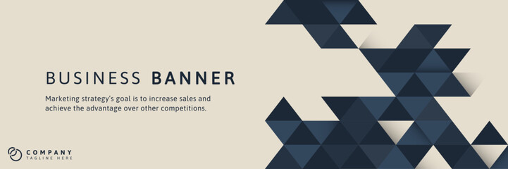 blue geometric pattern on beige business banner template vector