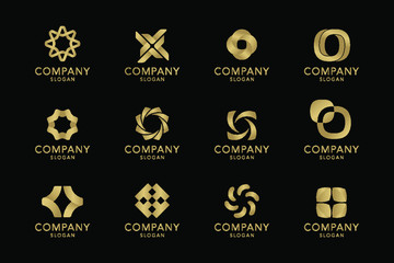 Poster - Golden company logo collection vector