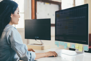 programmer is coding and programming software