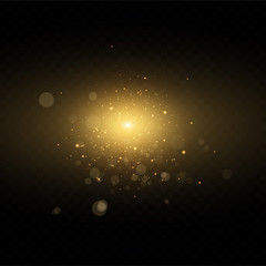 Poster - Glow light effect.  Vector sparkles on a transparent background. Christmas light effect. Sparkling magical dust particles.The dust sparks and golden stars shine with special light.